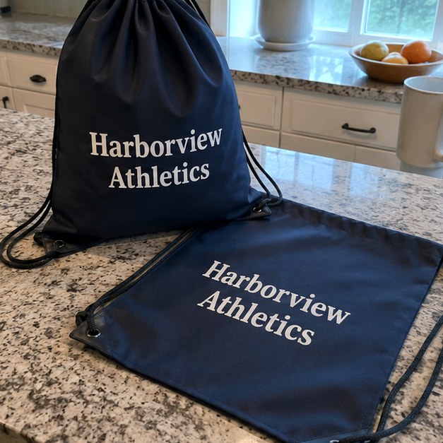 Custom drawstring backpacks — customer photo